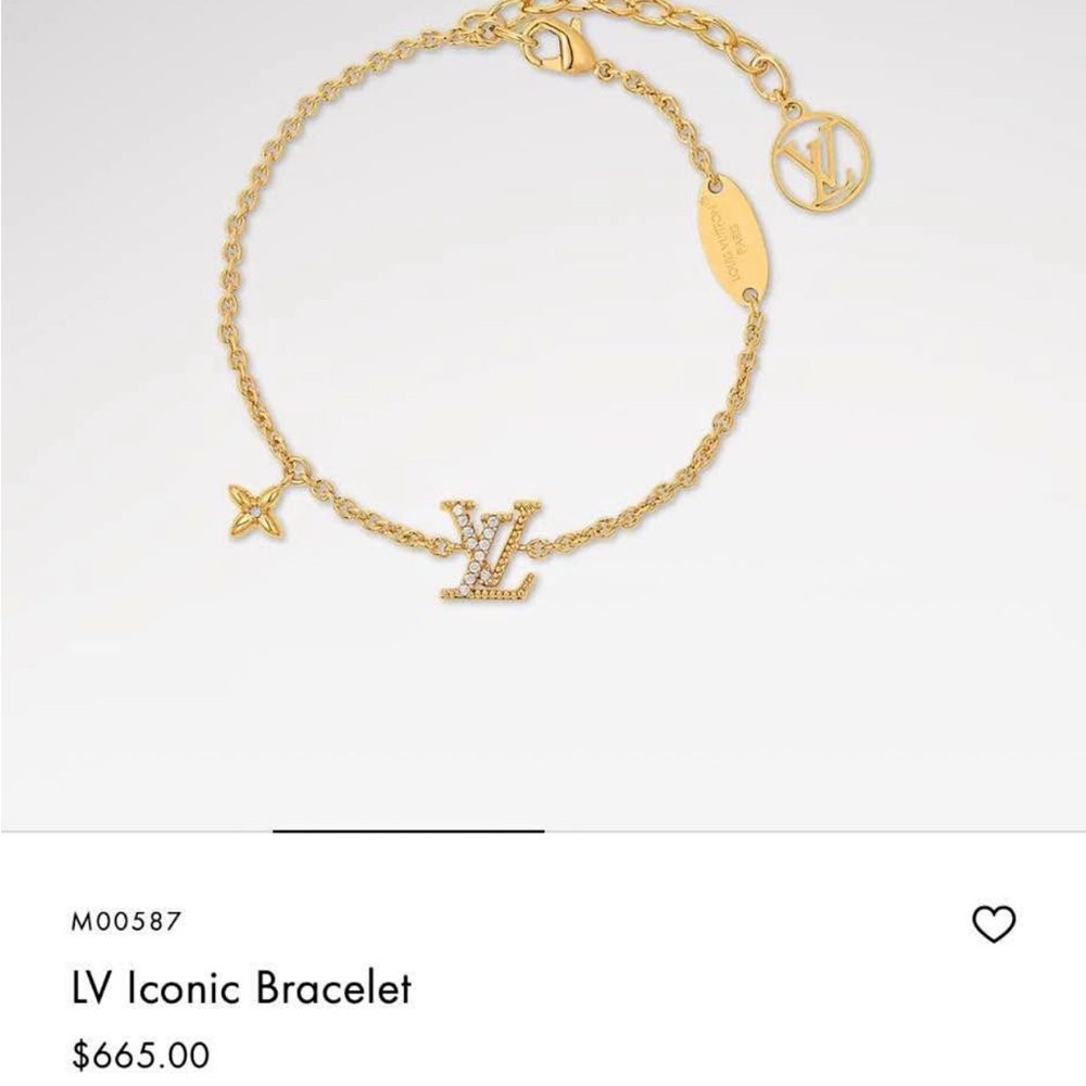 Louis Vuitton LV Iconic Bracelet Gold Crystal Authentic
